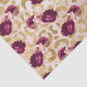 Gouden Luipaard Print Roze Rozen Bloemen Tissuepapier (Detail)