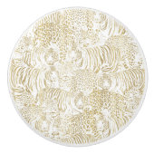 Gouden luipaard tijger dieren keramische knop (Voorkant)