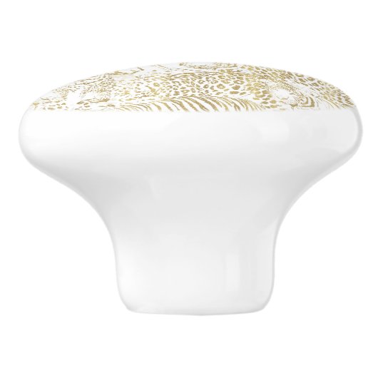 Gouden luipaard tijger dieren keramische knop (Zijkant)