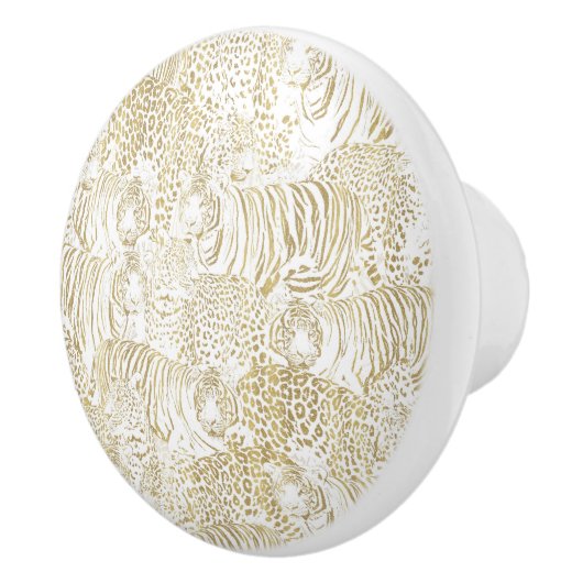 Gouden luipaard tijger dieren keramische knop (Rechts)