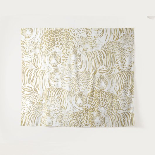 Gouden luipaard tijger dieren wandkleed (Voorkant (horizontaal))