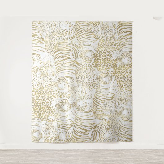 Gouden luipaard tijger dieren wandkleed (Voorkant)