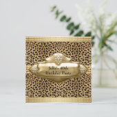 Gouden luipaard vrouwen verjaardagsfeestje kaart (Staand voorkant)