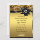 Gouden Luipaardprint Boog Foto Quinceanera Uitnodi Kaart (Achterkant)