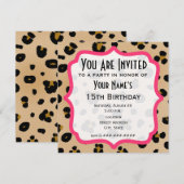 Gouden Luipaardprint Feest Uitnodiging (Voorkant / Achterkant)