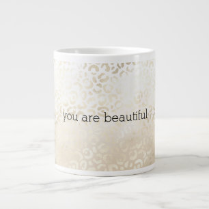 Gouden Luipaardprint Khaki Crème Beige Aquarel Grote Koffiekop