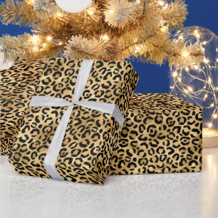 Gouden Luipaardprint   Krachtig Wild Dierenpatroon Cadeaupapier