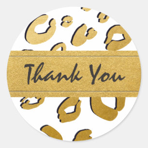 Gouden Luipaardprint ZELFKLEURENFEest Favor Sticke Ronde Sticker