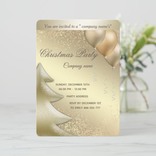 Gouden luxe ballon zakelijk kerstfeest kaart (Staand voorkant)