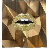 Gouden Luxe Beauty Glitter Glam Druppelende Lippen Douchegordijn (Voorkant)