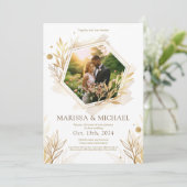 gouden luxe bruiloft uitnodiging (Staand voorkant)