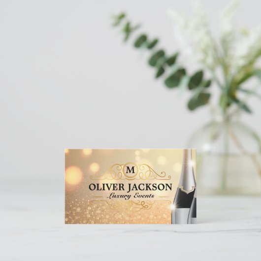 Gouden Luxe | Champagne Flessen Visitekaartje (Staand voorkant)