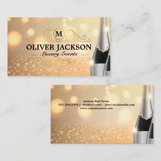 Gouden Luxe | Champagne Flessen Visitekaartje (Voorkant / Achterkant)