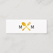 Gouden Luxe Eetgerei Monogram Mini Visitekaartje (Voorkant)