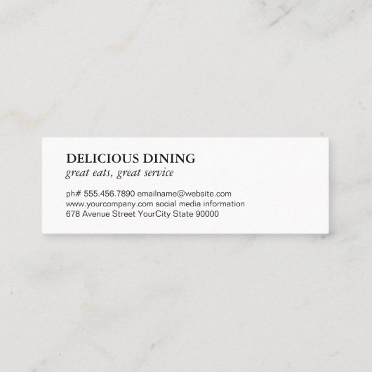 Gouden Luxe Eetgerei Monogram Mini Visitekaartje (Achterkant)