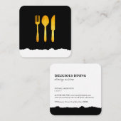 Gouden Luxe Eetgerei Vierkante Visitekaartje (Voorkant / Achterkant)