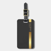 Gouden Luxe Elegant Lederen Textuur Monogram Bagagelabel (Voorkant verticaal)