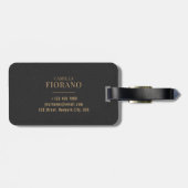 Gouden Luxe Elegant Lederen Textuur Monogram Bagagelabel (Achterkant horizontaal)