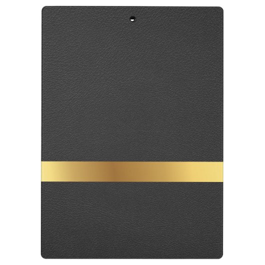 Gouden Luxe Elegant Lederen Textuur Monogram Klembord (Achterkant)