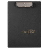 Gouden Luxe Elegant Lederen Textuur Monogram Klembord (Voorkant)