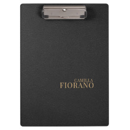 Gouden Luxe Elegant Lederen Textuur Monogram Klembord