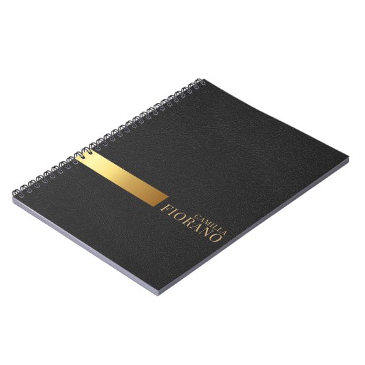 Gouden Luxe Elegant Lederen Textuur Monogram Notitieboek (Linkerzijde)