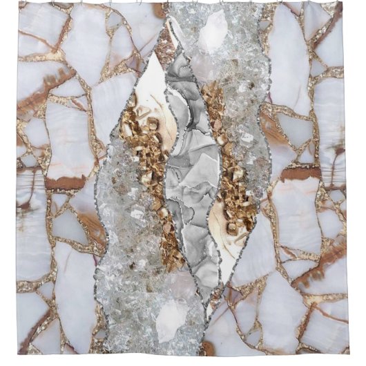 Gouden Luxe Elegante Vloeibare Textuur Douchegordijn (Voorkant)