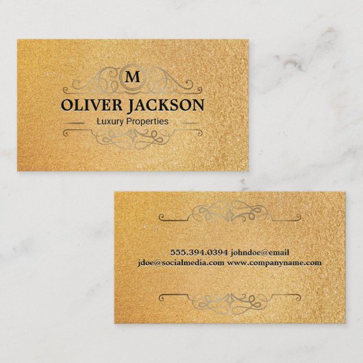 Gouden Luxe Elementen | Glitter Achtergrond Visitekaartje (Voorkant / Achterkant)