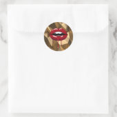 Gouden Luxe Faux Glitter Rode Drip Dripping Lips Ronde Sticker (Tas)