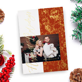 Gouden Luxe Foto Whimsical Zaligste Feestdagen Folie Uitnodiging