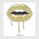 Gouden Luxe Glam Faux Glitter Drip Dripping Lips Sticker (Vel)