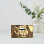 Gouden Luxe Glam Glitter Druppelende Lippen Make-u Visitekaartje (Staand voorkant)