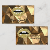 Gouden Luxe Glam Glitter Druppelende Lippen Make-u Visitekaartje (Voorkant / Achterkant)