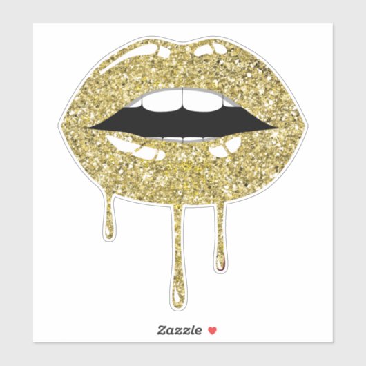 Gouden Luxe Glam Nep Glitters Druppelende Lippen Sticker (Vel)