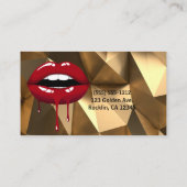 Gouden Luxe Glam Red Drip Druppelende Lippen Make- Visitekaartje (Achterkant)