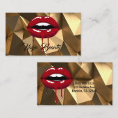 Gouden Luxe Glam Red Drip Druppelende Lippen Make- Visitekaartje (Voorkant / Achterkant)