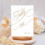 Gouden Luxe Kalligrafie Bruiloft Nummer 20, Kaart<br><div class="desc">Tabel 20. Controleer alle beschikbare nummers. | Luxe en elegante swirly kalligrafie trouwtafel nummer met uw initialen. Voor meer geavanceerde aanpassing van dit ontwerp,  klikt u op de BLUE DESIGN TOOL BUTTON hierboven!</div>