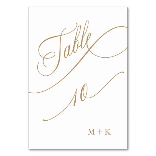 Gouden luxe kalligrafie trouwnummer 10, kaart (Achterkant)