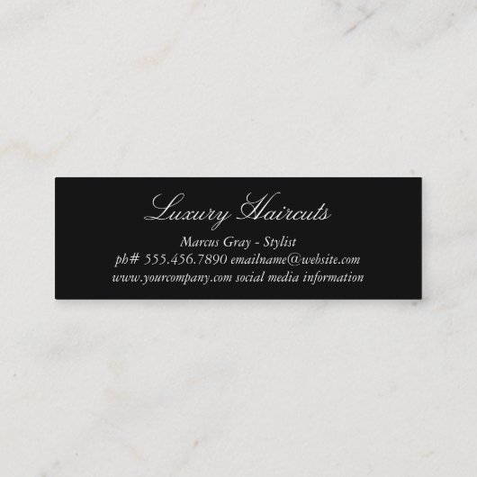 Gouden Luxe Kam Haarstylist Mini Visitekaartje (Achterkant)