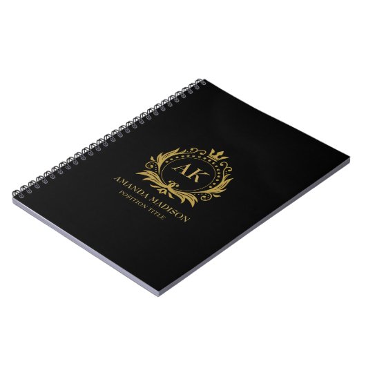 Gouden Luxe Kroon Monogram Notitieboek (Linkerzijde)