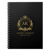 Gouden Luxe Kroon Monogram   Notitieboek (Voorkant)