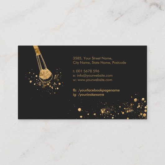 Gouden luxe make-up vlinder visitekaartje (Achterkant)