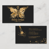 Gouden luxe make-up vlinder visitekaartje (Voorkant / Achterkant)