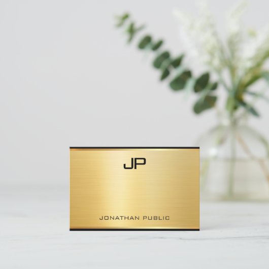 Gouden Luxe Modern Look Glamour Sjabloon Elegant Visitekaartje (Staand voorkant)