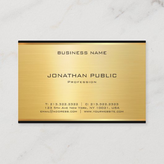 Gouden Luxe Modern Look Glamour Sjabloon Elegant Visitekaartje (Achterkant)
