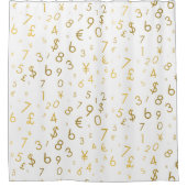 Gouden luxe nummers & valutasymbolen Patroon Douchegordijn (Voorkant)