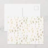 Gouden luxe nummers & valutasymbolen Patroon Feestdagenkaart (Voorkant / Achterkant)