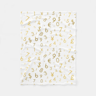 Gouden luxe nummers & valutasymbolen Patroon Fleece Deken