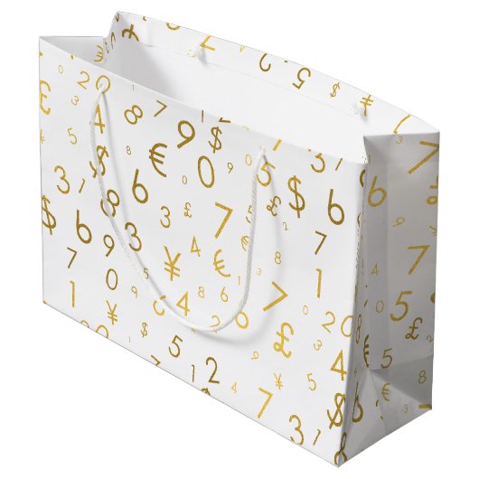 Gouden luxe nummers & valutasymbolen Patroon Groot Cadeauzakje (Achterkant Gekanteld)