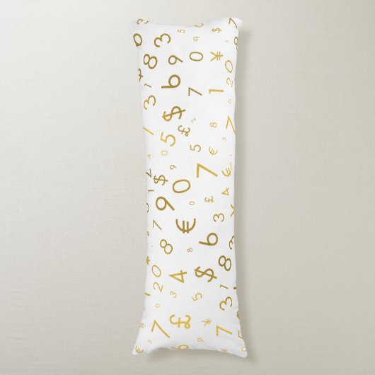 Gouden luxe nummers & valutasymbolen Patroon Lichaamskussen (Voorkant Verticaal)